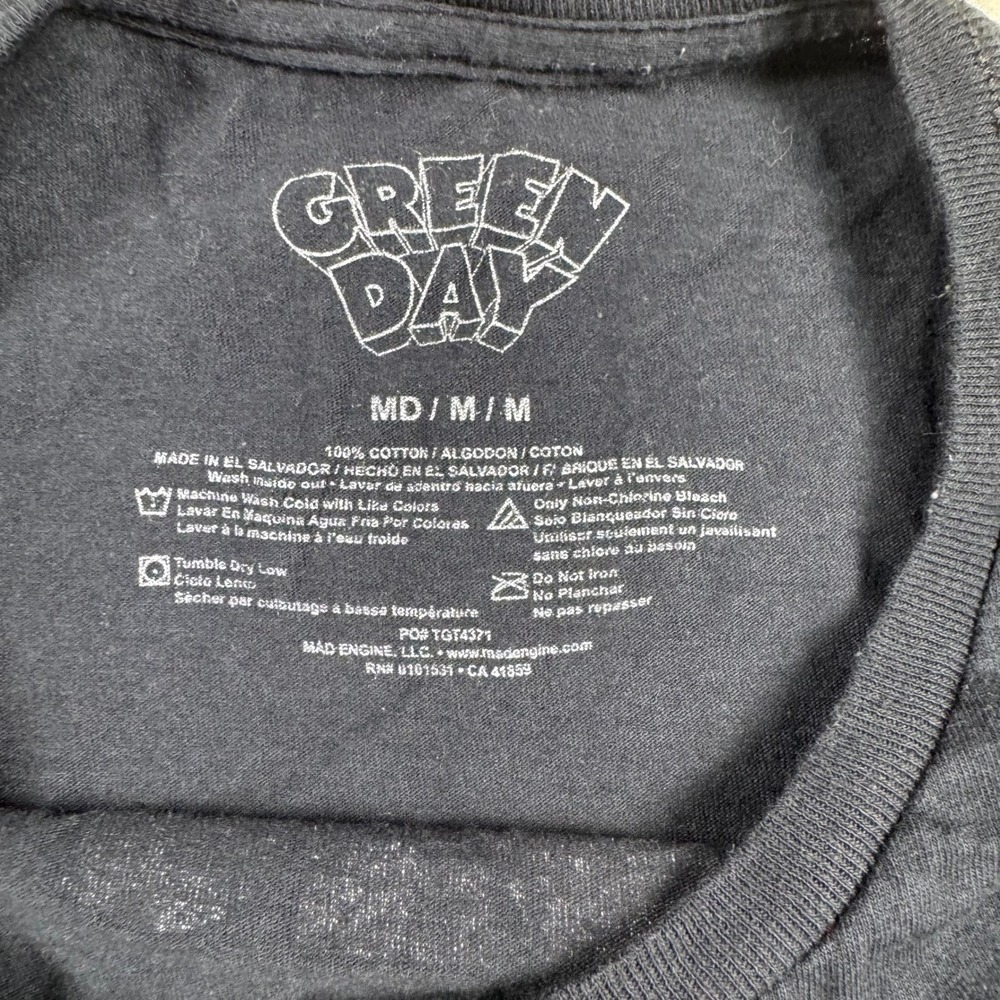 Green Day Dookie Album Cover Graphic T-Shirt Black Mens Medium Mad Engine 100% - Picture 3 of 5
